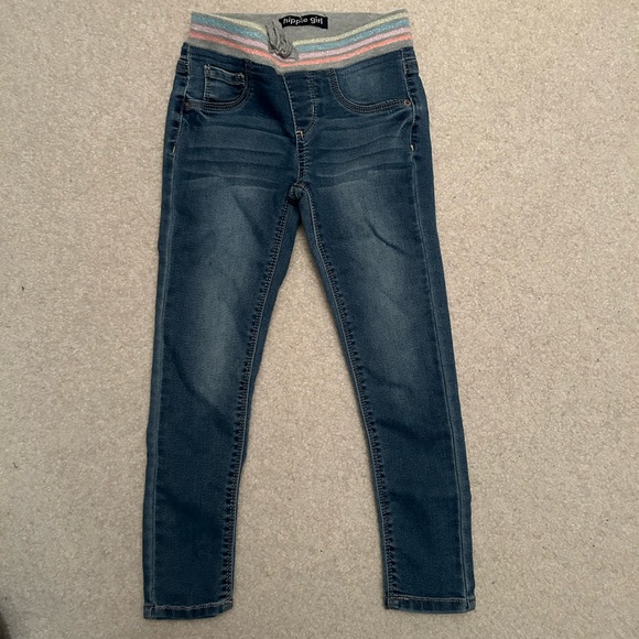 Hippie girl Denim Blue Jeans Rainbow Waste Cotton Blend size S - Picture 1 of 4